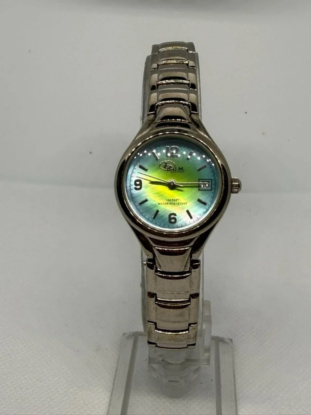BUM Vintage Women Stainless Steel Analog Watch Gradient Green Yellow Dial BUM002
